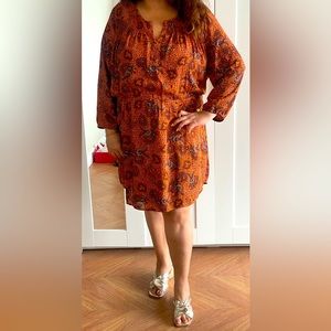 Beautiful printed  Dress smocked Yoke dress